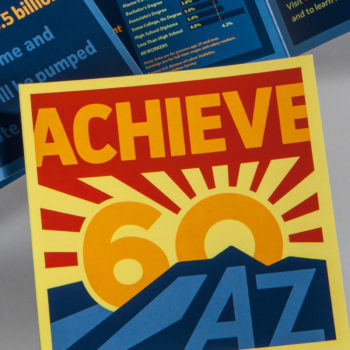 Informational brochure, pen and pin for Achieve60AZ initiative