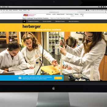Home page of responsive website for ASU Herberger Young Scholars Academy