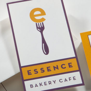 Business system showcasing Essence Bakery’s rebranded look