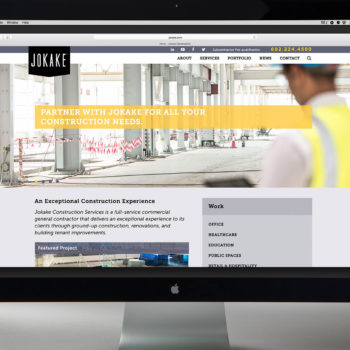 Homepage of responsive website for Jokake Construction