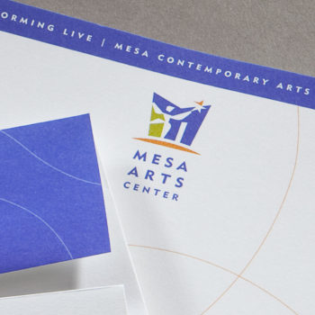Business system showcasing Mesa Arts Center’s rebranded look