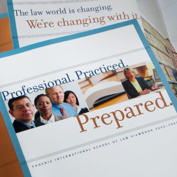 Marketing brochure for Phoenix International School of Law