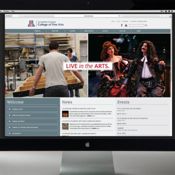 Homepage of responsive website for University of Arizona College of Fine Arts