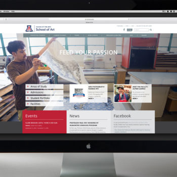 Homepage of responsive website for University of Arizona School of Art