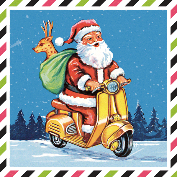 Esser 2017 Holiday graphic with Santa on a scooter